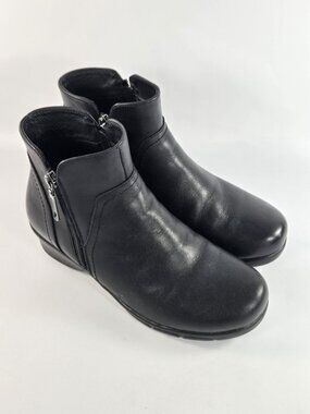 Propet Waverly Ankle Boots Bootties Womens Size 7 W Black Leather Comfort